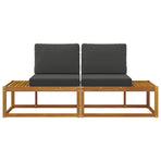 Outdoor End Sofa 2 pcs 2-Seater Solid Acacia Wood
