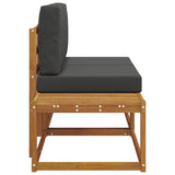 Outdoor End Sofa with Cushion 2 Piece Natural and Anthracite - Rear View