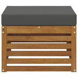 Outdoor Footstool Solid Acacia Wood Natural - Side View