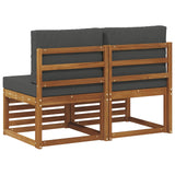 2 Piece Outdoor Middle Sofa Solid Acacia Wood Natural - 45-Degree Angle