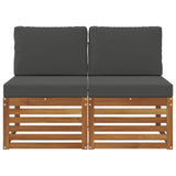 2 Piece Outdoor Middle Sofa Solid Acacia Wood Natural - Side View