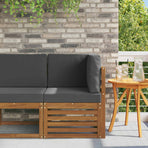 Outdoor Corner Sofa Solid Acacia Wood Natural 63 x 63 x 73 cm