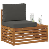 Outdoor End sofa Natural 91 x 63 x 73 cm Solid Acacia Wood - Side View