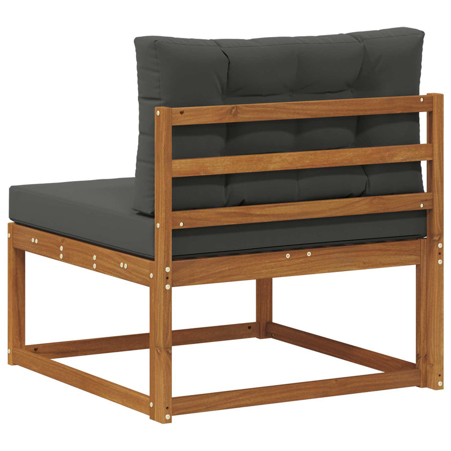Outdoor Middle Sofa Solid Acacia Wood Natural and Anthracite