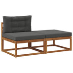 Sectional Sofa Units 2 pcs 2-Seater Solid Acacia Wood