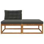 Sectional Sofa Units 2 pcs 2-Seater Solid Acacia Wood