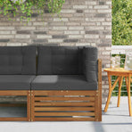 Outdoor Corner sofa Solid Acacia Wood Natural and anthracite