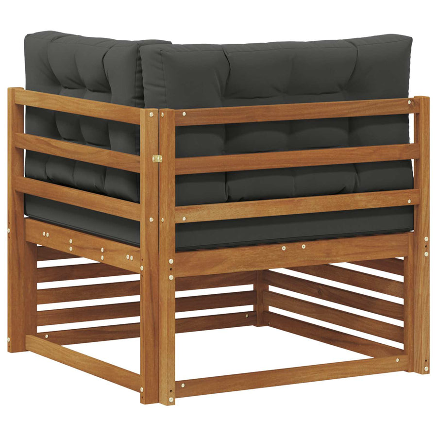 Outdoor Corner sofa Solid Acacia Wood Natural and anthracite