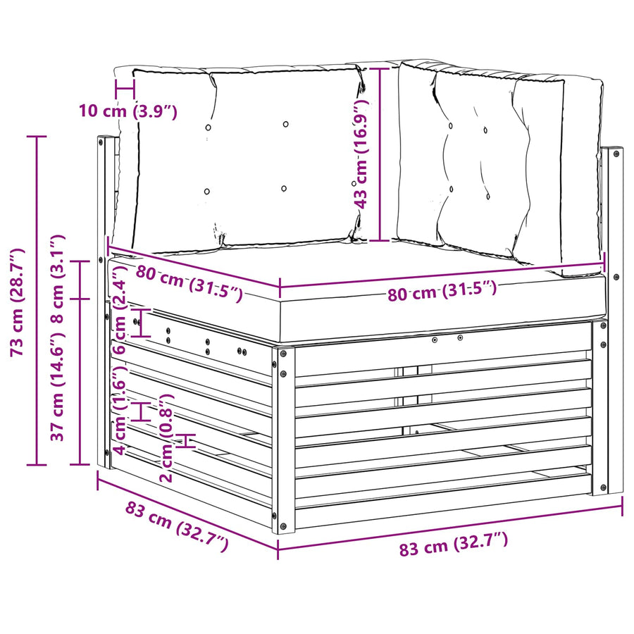 Outdoor Corner sofa Solid Acacia Wood Natural and anthracite
