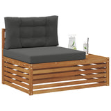 Outdoor End sofa Natural 115 x 83 x 73 cm Solid Acacia Wood - Side View