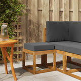 Stool Bench with Cushion Natural and Anthracite 43 x 43 x 37 cm