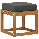 Stool Bench with Cushion Natural and Anthracite 43 x 43 x 37 cm - Front View