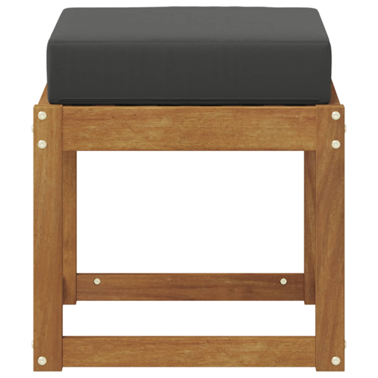 Stool Bench with Cushion Natural and Anthracite 43 x 43 x 37 cm