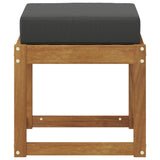 Stool Bench with Cushion Natural and Anthracite 43 x 43 x 37 cm