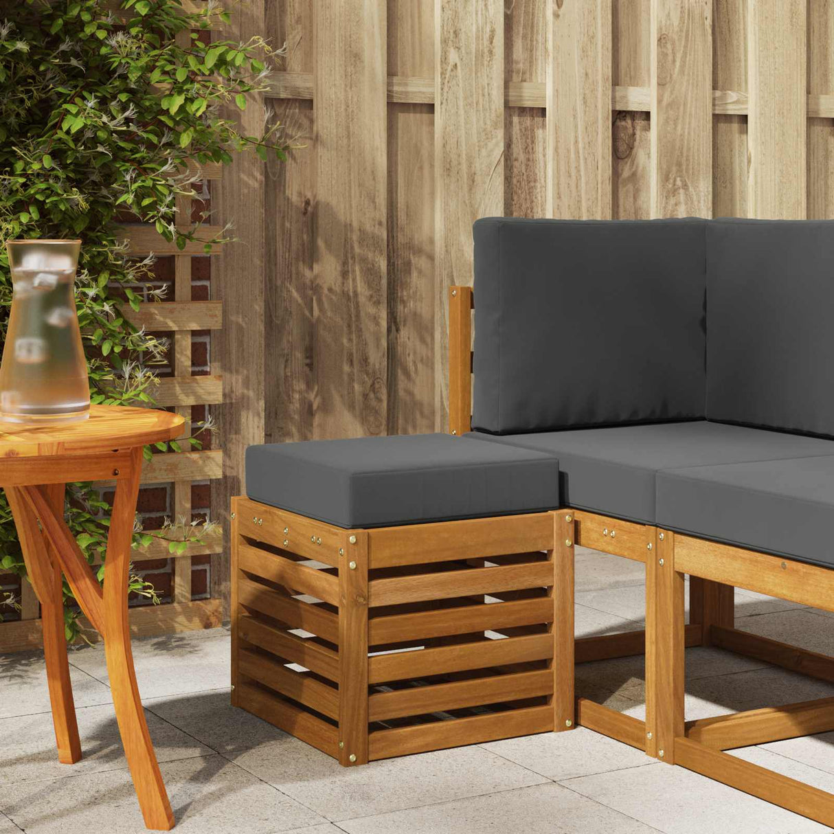 Stoolbench 2 Piece Natural and Anthracite Solid Acacia Wood