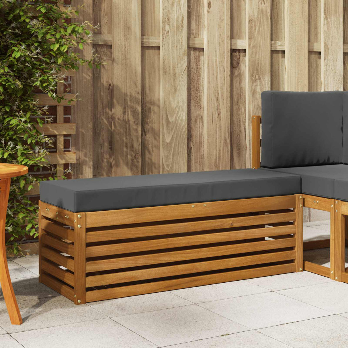Stool Bench Natural and Anthracite 115 x 43 x 37 cm