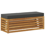 Stool Bench Solid Acacia Wood Natural and Anthracite, image 5