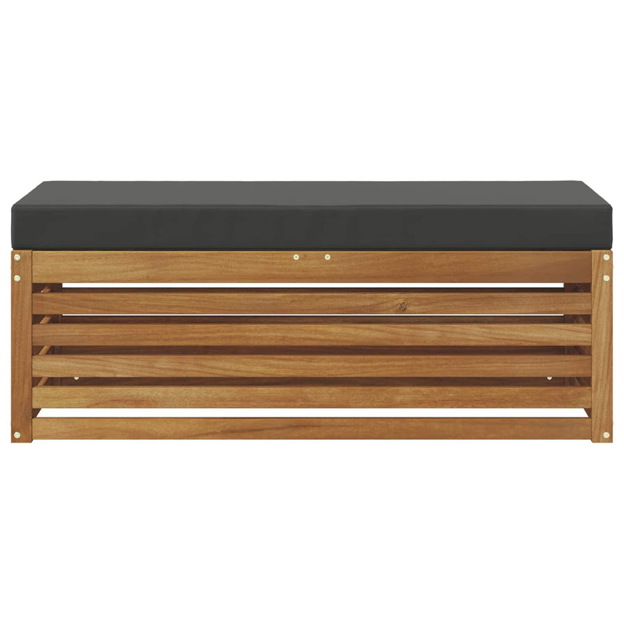 Stool Bench Solid Acacia Wood Natural and Anthracite, image 3