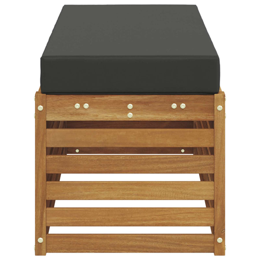 Stool Bench Solid Acacia Wood Natural and Anthracite, image 4