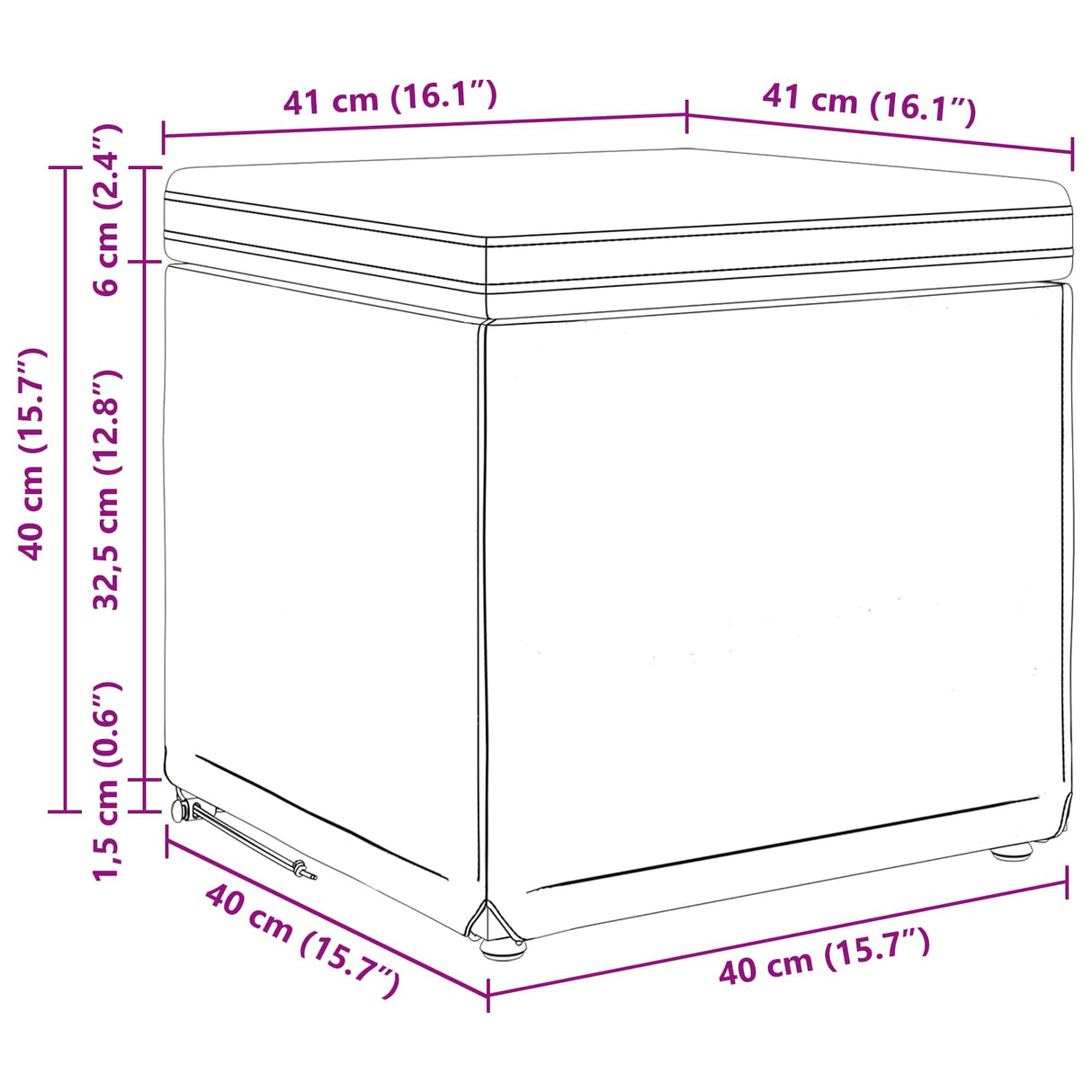 Stool Dark Grey 41 x 41 x 40 cm Fabric and Engineered Wood