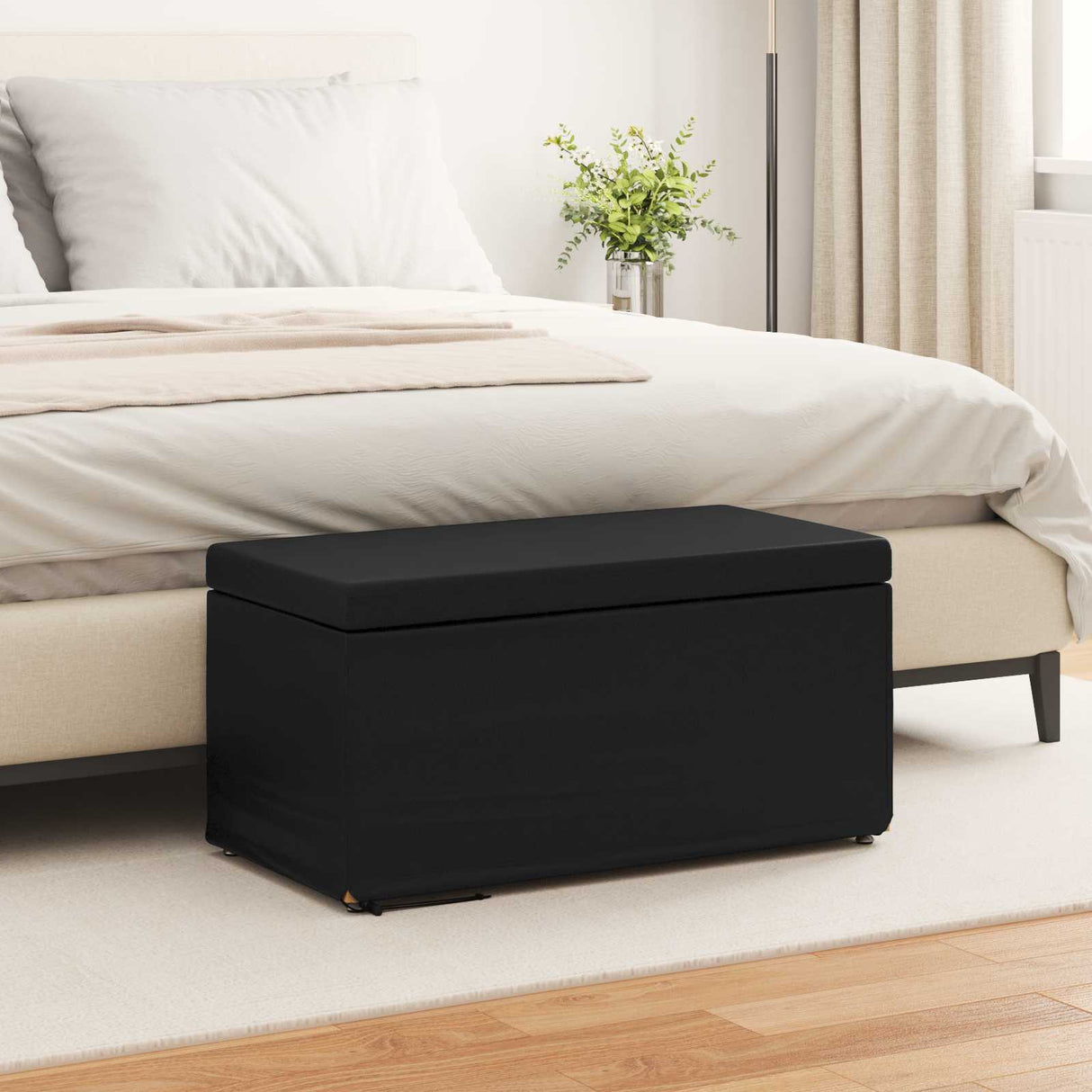 Stool Black 81 x 41 x 40 cm Faux Leather and Engineered Wood