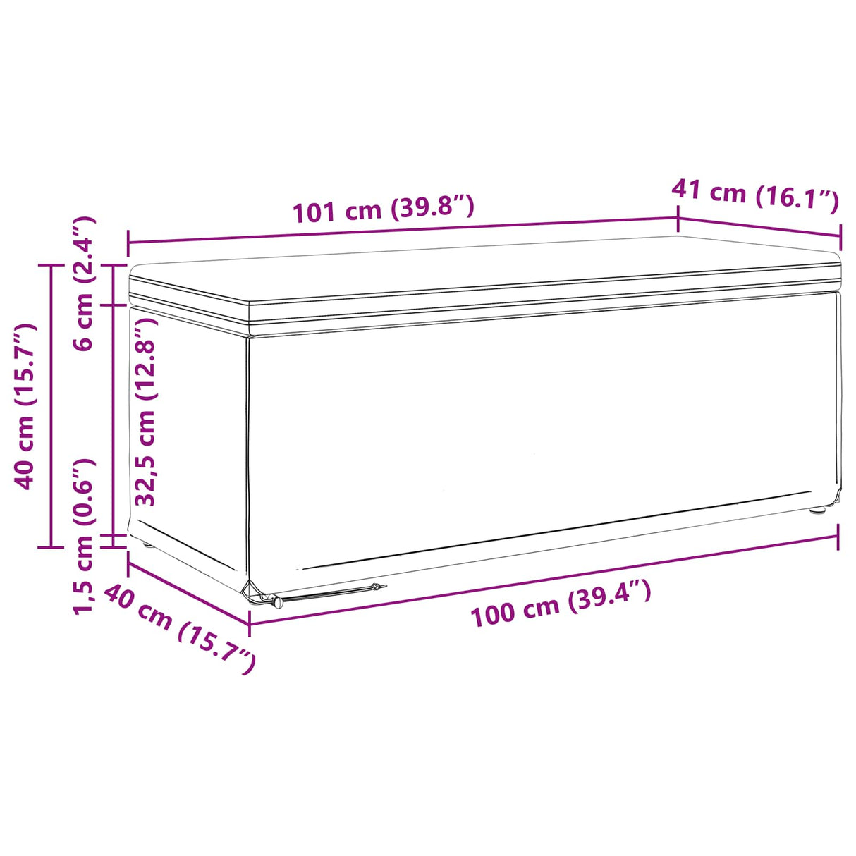 Stool Dark Grey 101 x 41 x 40 cm Fabric and Engineered Wood