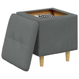 Storage Ottoman with Cushion Dark Grey 40 x 40 x 45 cm Fabric - Side View