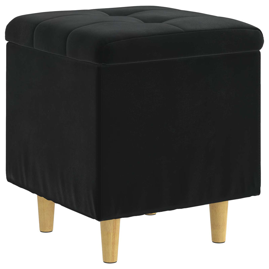 Ottoman with Storage Black 40 x 40 x 45 cm Velvet