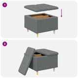 Storage Ottoman with Cushion Dark Grey 60 x 60 x 45 cm Fabric - Extra Image