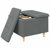 Storage Ottoman with Cushion Dark Grey 60 x 60 x 45 cm Fabric - Side View