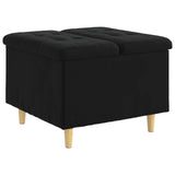 Storage Ottoman with Cushion Black 60 x 60 x 45 cm Velvet - Front View