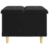 Storage Ottoman with Cushion Black 60 x 60 x 45 cm Velvet - 45-Degree Angle