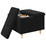 Storage Ottoman with Cushion Black 60 x 60 x 45 cm Velvet