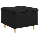 Storage Ottoman with Cushion Black 60 x 60 x 45 cm Faux leather - Front View