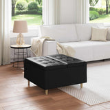 Storage Ottoman with Cushion Black 80 x 80 x 45 cm Faux leather