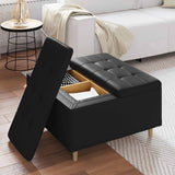Storage Ottoman with Cushion Black 80 x 80 x 45 cm Faux leather - Top-Down View