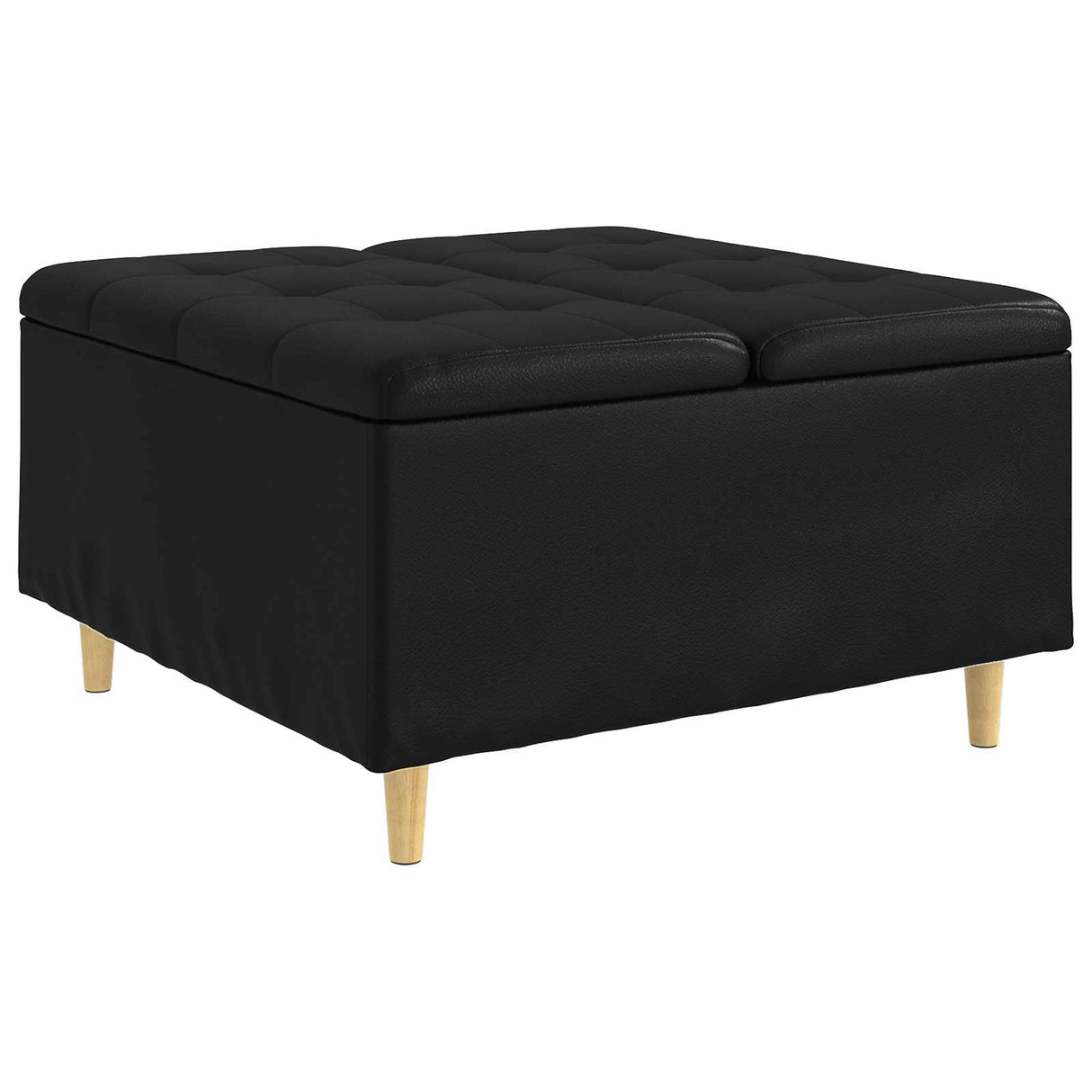 Storage Ottoman with Cushion Black 80 x 80 x 45 cm Faux leather