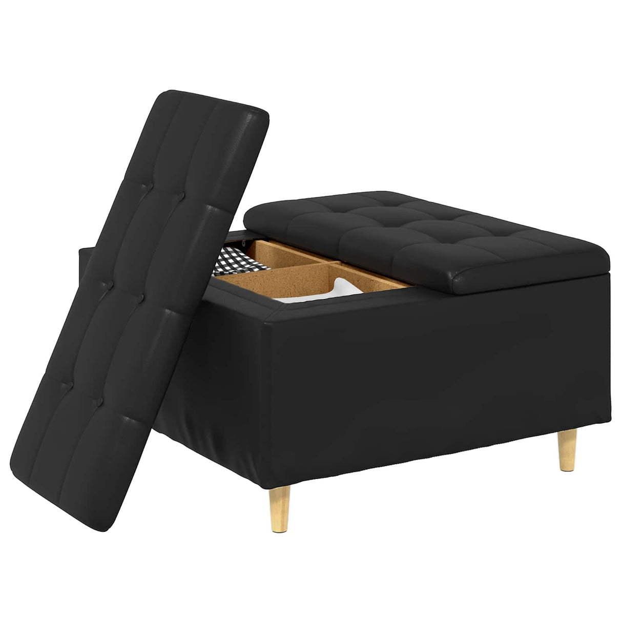Storage Ottoman with Cushion Black 80 x 80 x 45 cm Faux leather