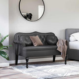 Chesterfield Bench Black 120.5 x 65 x 75 cm Faux Leather - Side View