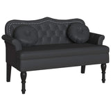 Chesterfield Bench Black 120.5 x 65 x 75 cm Faux Leather - Front View