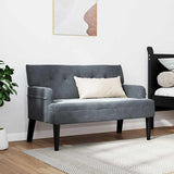 Chesterfield Bench Dark Grey 112 x 65.5 x 75 cm Velvet - Side View