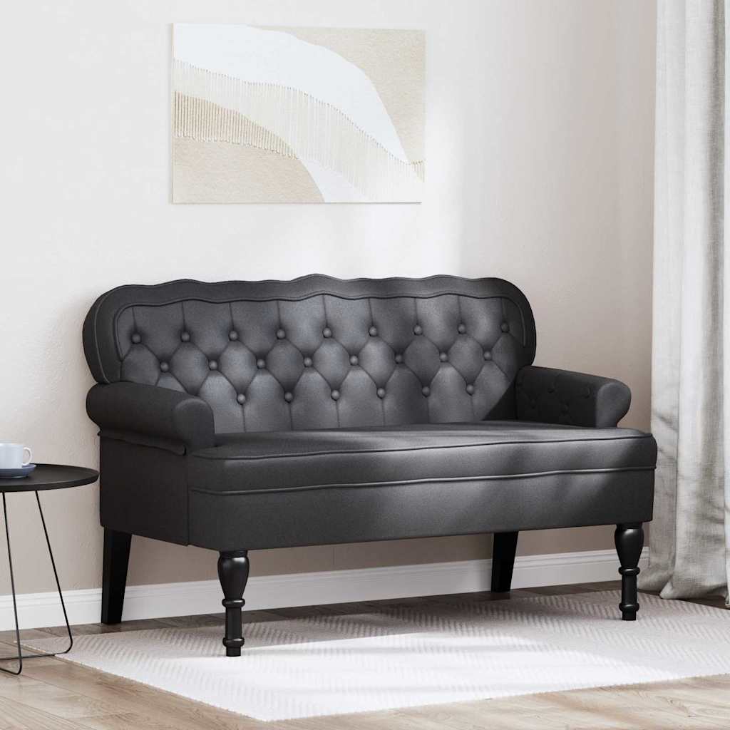 Chesterfield Bench Black 119.5 x 64.5 x 75 cm Faux Leather