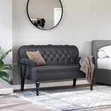 Chesterfield Bench Black 119.5 x 64.5 x 75 cm Faux Leather - Side View