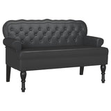 Chesterfield Bench Black 119.5 x 64.5 x 75 cm Faux Leather - Front View