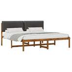 Bed Frame with Upholstered Headboard Natural and Dark Grey