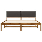 Bed Frame with Upholstered Headboard Natural and Dark Grey