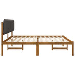Bed Frame with Upholstered Headboard Natural and Dark Grey