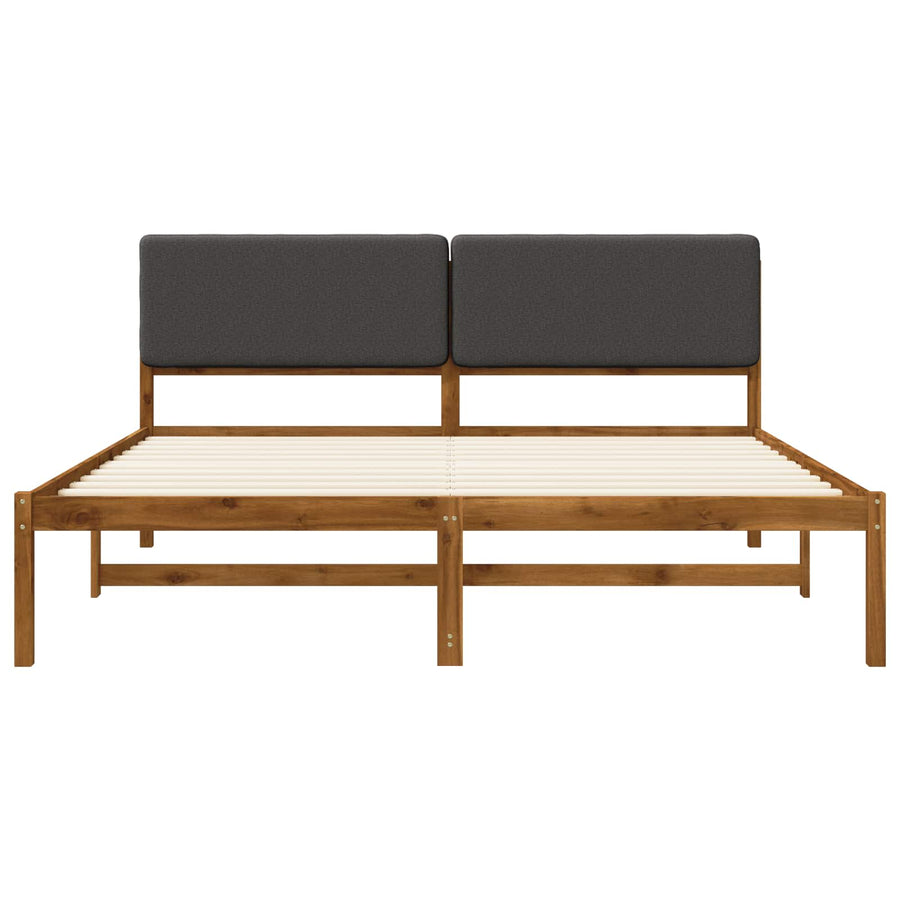 Bed Frame with Upholstered Headboard Natural and Dark Grey
