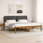 Bed Frame with Upholstered Headboard Natural and Dark Grey
