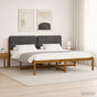 Bed Frame with Upholstered Headboard Natural and Dark Grey